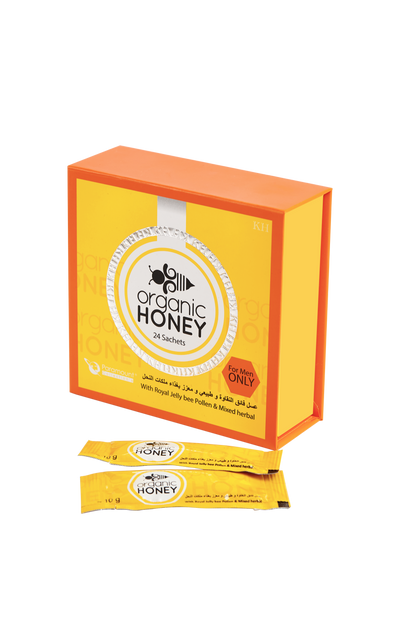 Organic Honey For Men with Royal Jelly Bee Pollen & 100% Pure Mixed Herbals